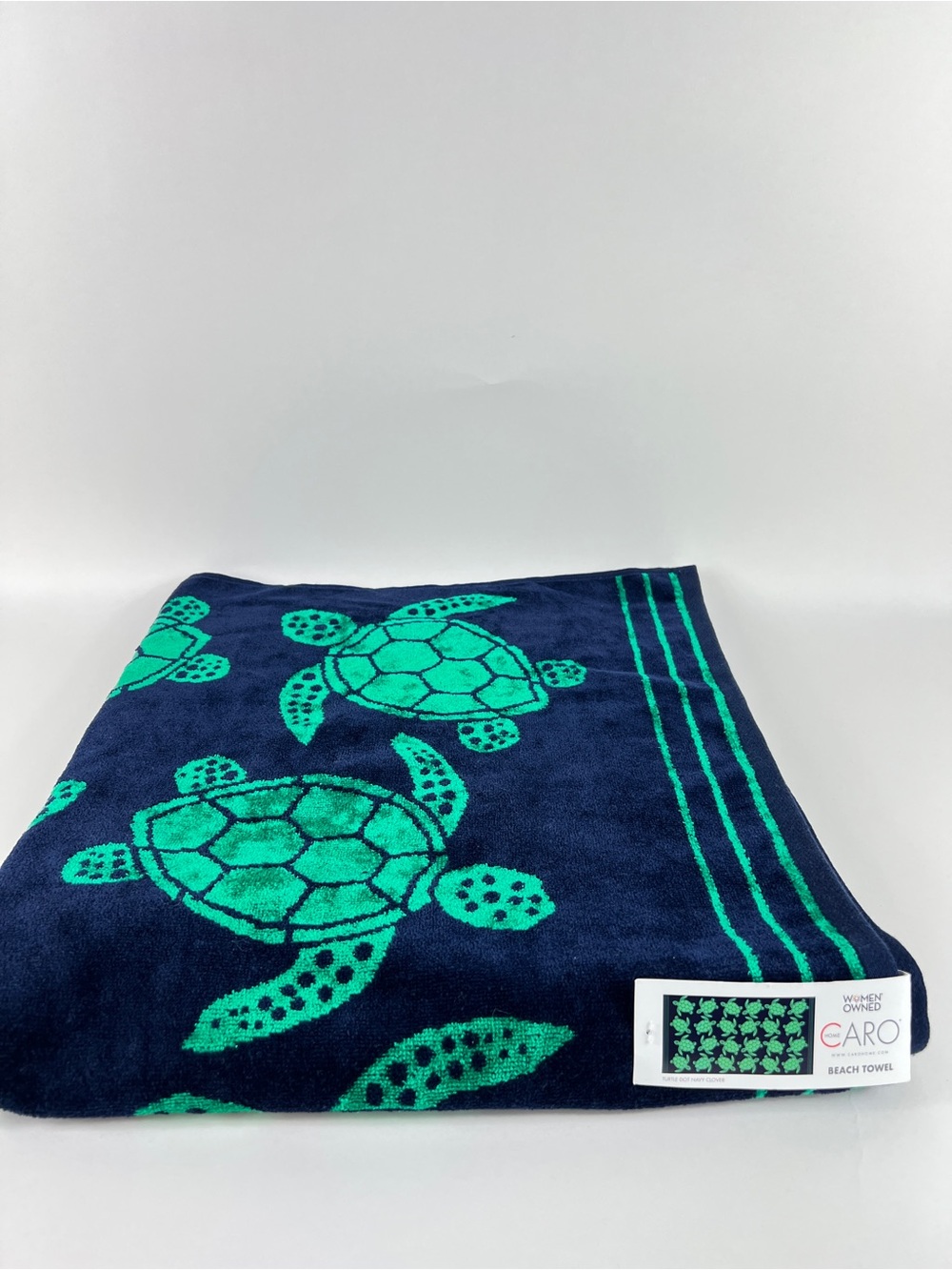 Caro Home Beach Towel Turtle Dot Navy Clover 36" x 68" Soft Cotton 1 Pc NEW